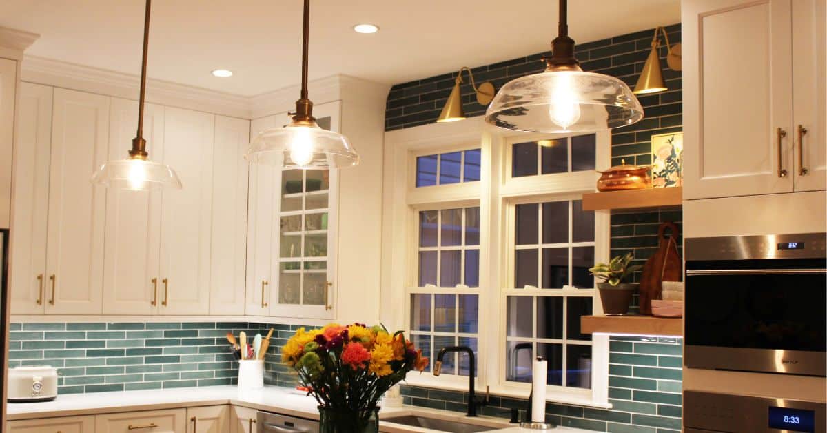 Updated lighting in a residential home's kitchen