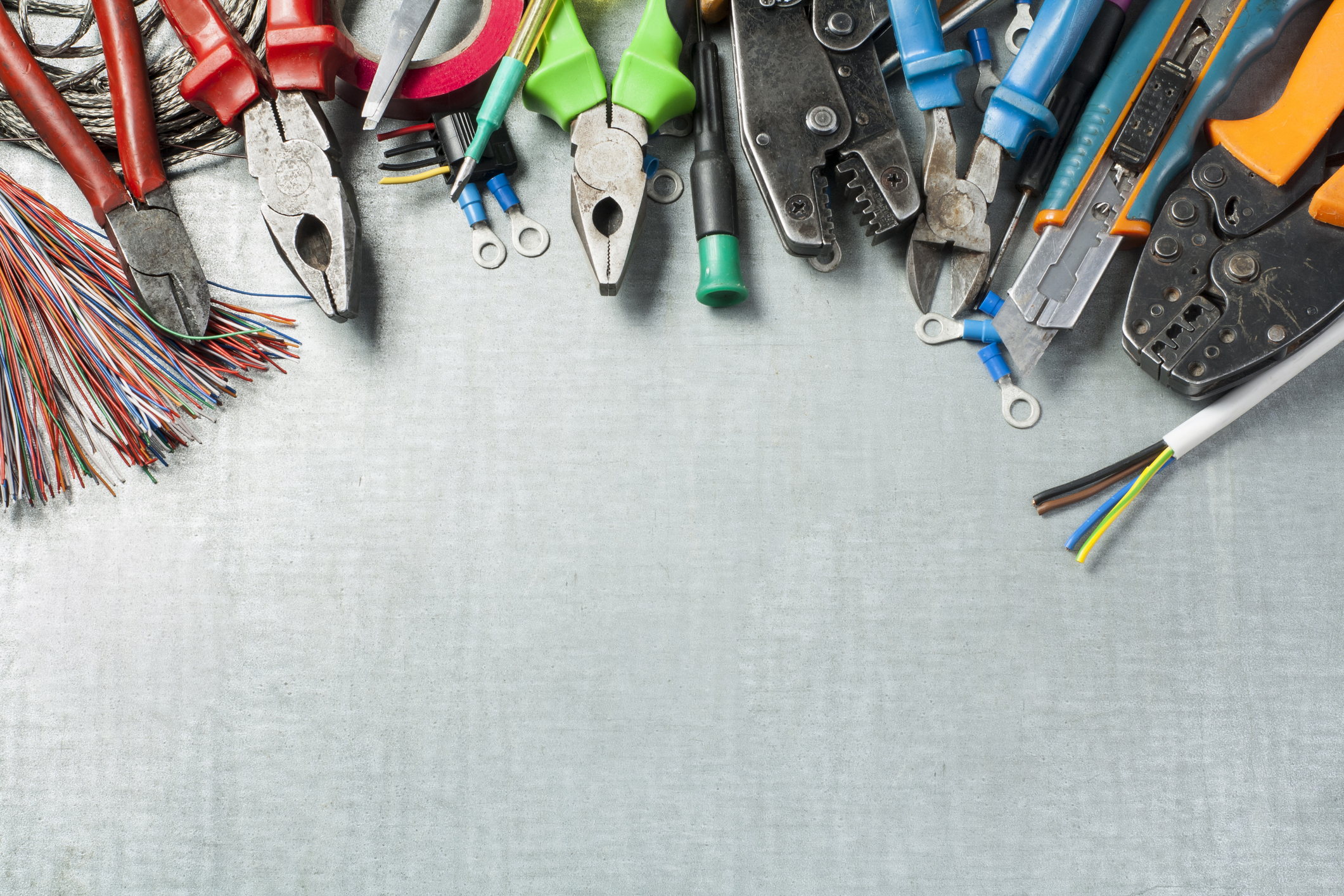 Electrical Tools on Metallic Background