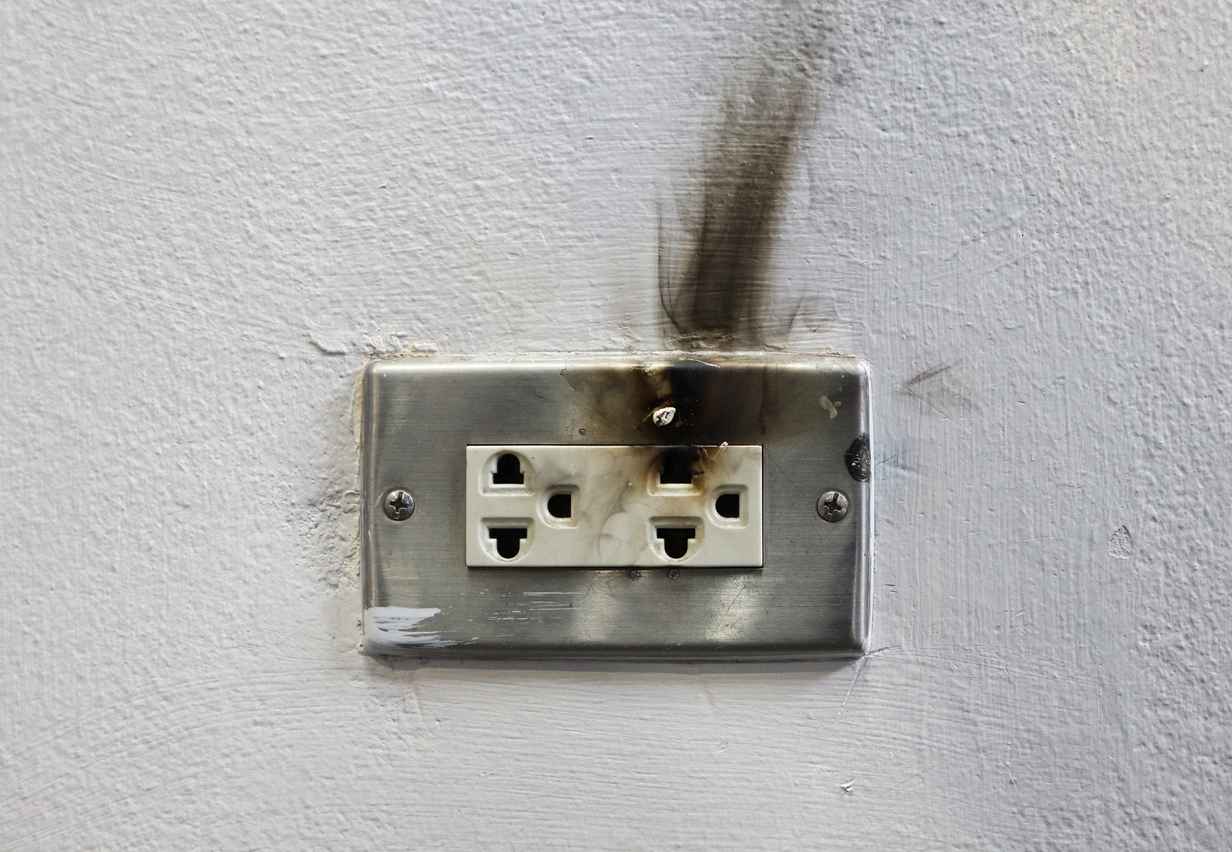 Receptacle burn due to short circuit