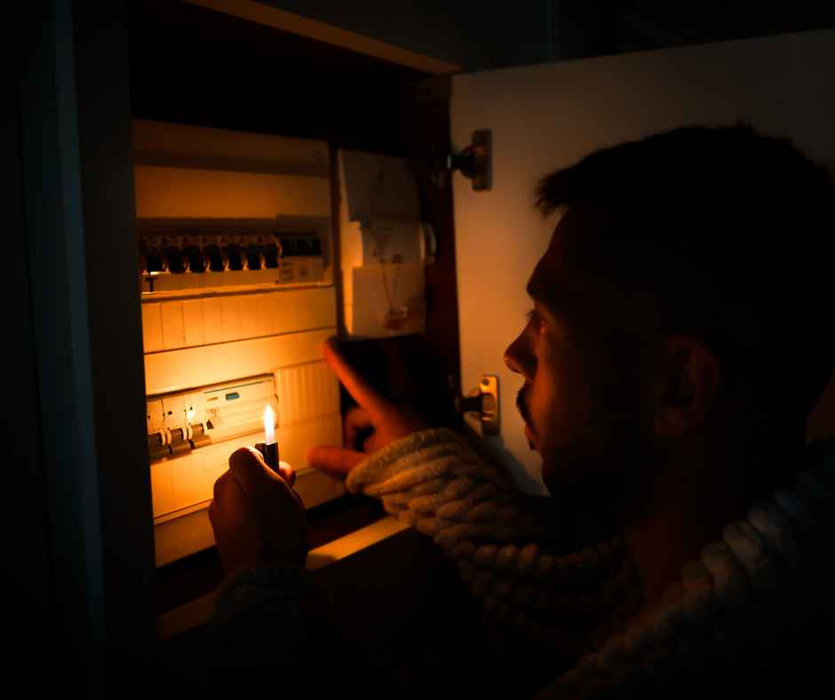 Checking a breaker box during a power outage