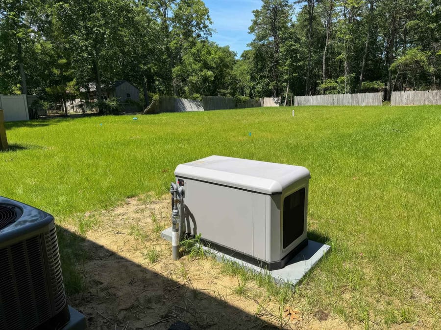 Installed standby generator using natural gas propane for residential use in backyard