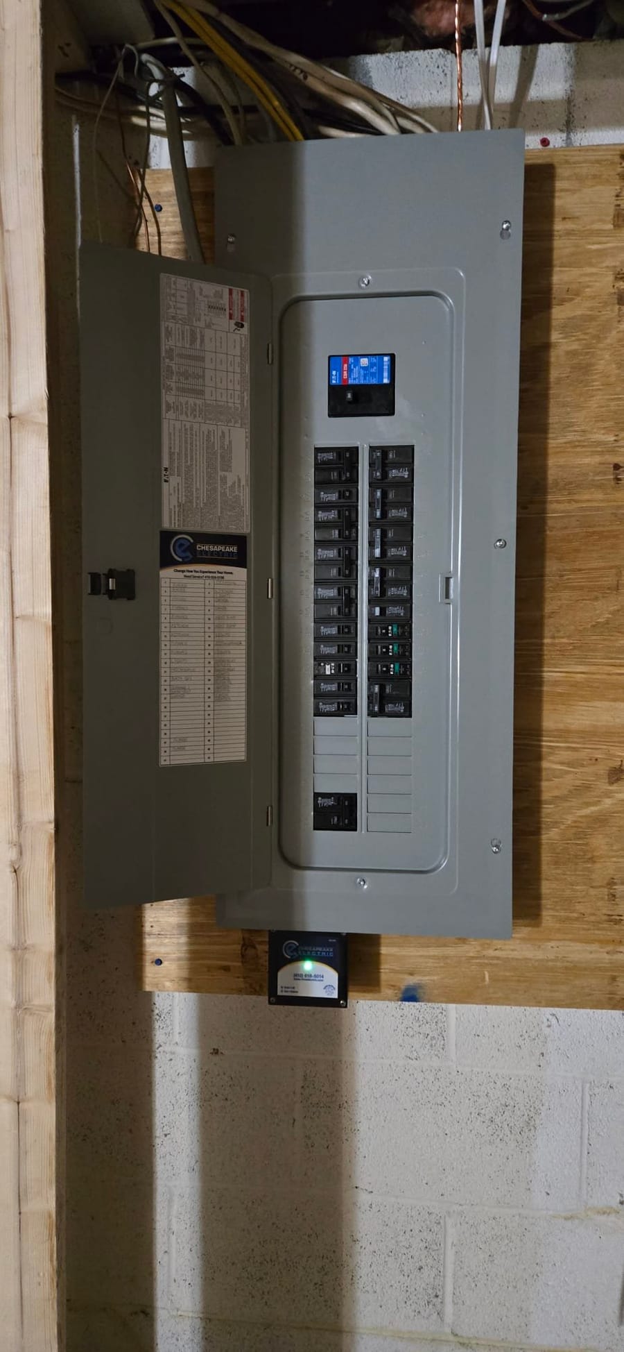 Electrical panel being worked on in residential home